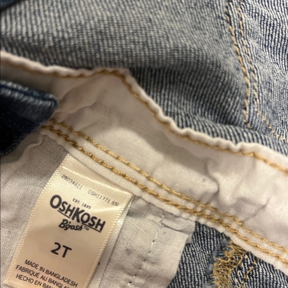 OshKosh B'gosh Blue Denim Overalls with floral Embroidery - Picture 3 of 3